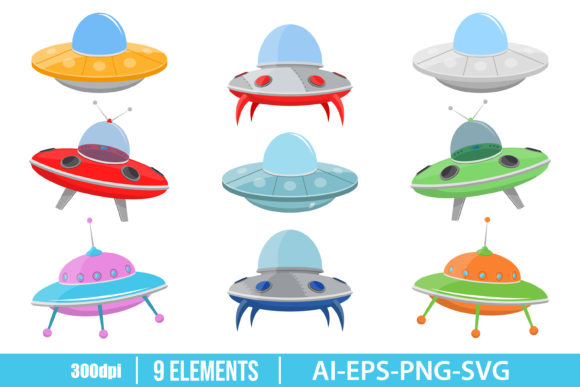 Download Ufo Spaceship Concept Clipart Set - Space Collection